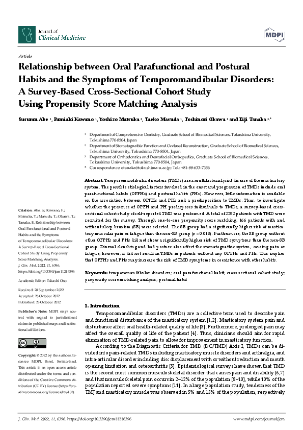(PDF) Relationship between Oral Parafunctional and Postural Habits and ...