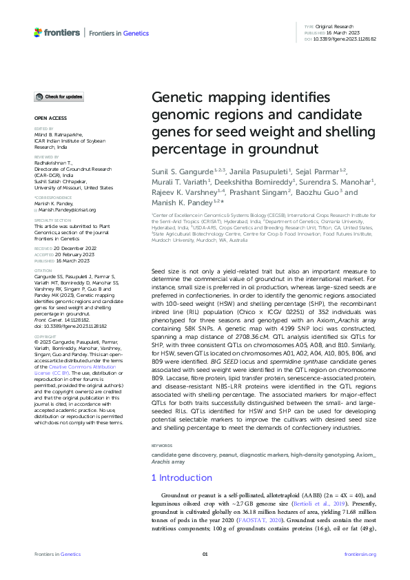 (PDF) Genetic mapping identifies genomic regions and candidate genes ...