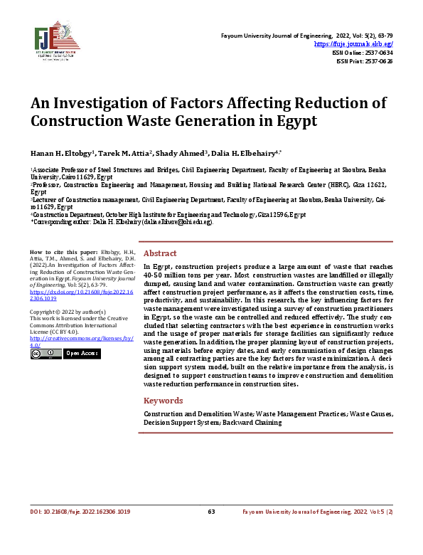 (PDF) An Investigation of Factors Affecting Reduction of Construction ...
