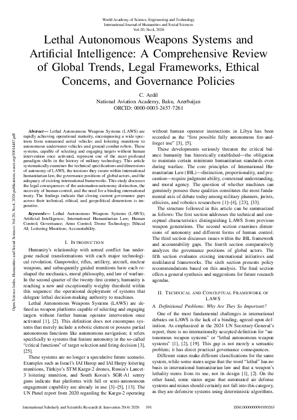 (PDF) Lethal Autonomous Weapons Systems and Artificial Intelligence: A ...
