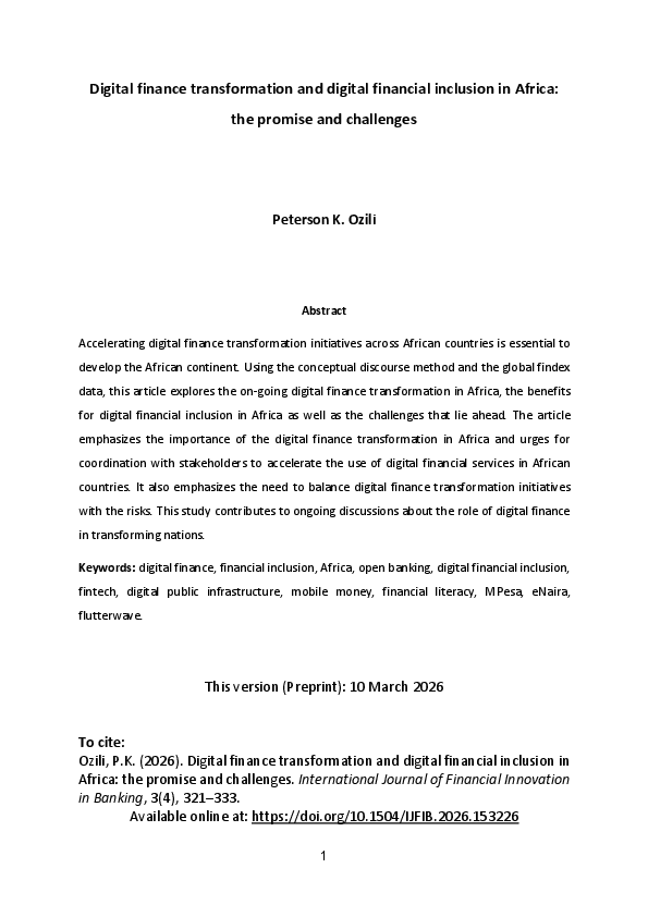 (PDF) Digital finance transformation and digital financial inclusion in ...