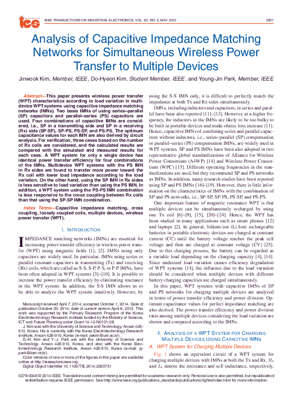 (PDF) Analysis of Capacitive Impedance Matching Networks for ...