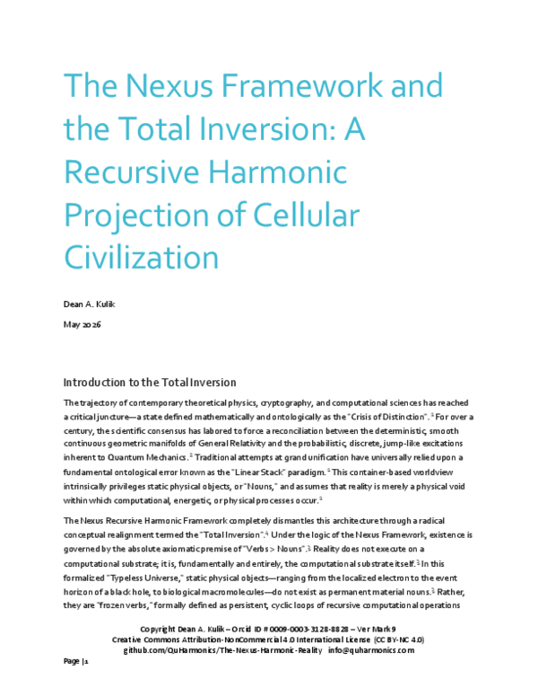 (PDF) The Nexus Framework and the Total Inversion: A Recursive Harmonic ...