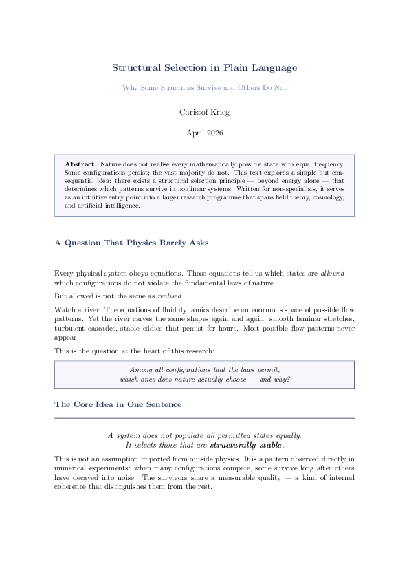 (PDF) Structural Selection in Plain Language What the Paper Series ...