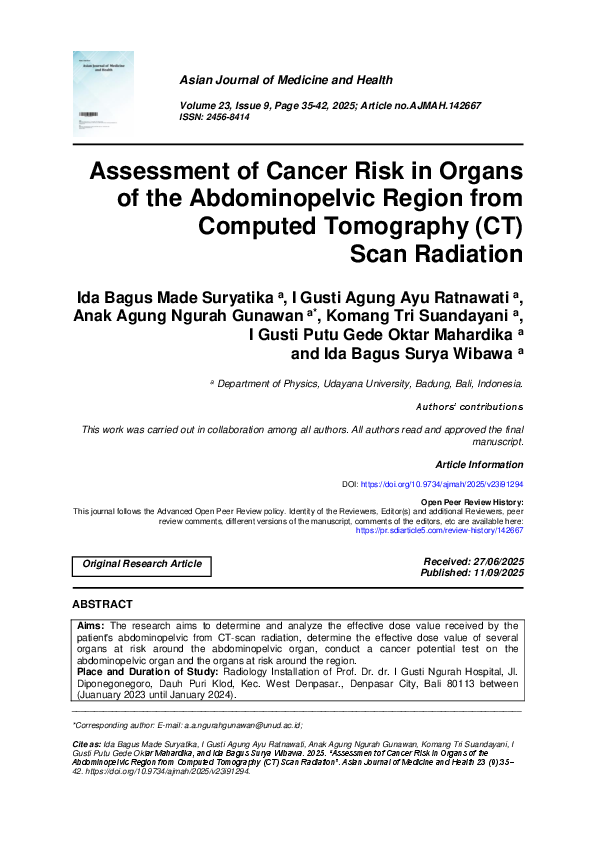 (PDF) Assessment of Cancer Risk in Organs of the Abdominopelvic Region ...