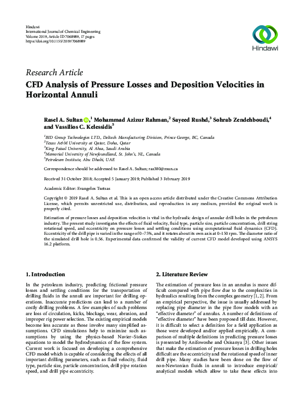 (PDF) CFD Analysis of Pressure Losses and Deposition Velocities in ...