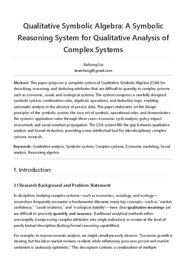 (PDF) Qualitative Symbolic Algebra: A Symbolic Reasoning System for ...