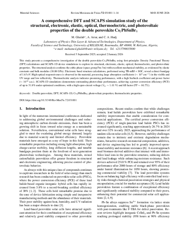 (PDF) A comprehensive DFT and SCAPS simulation study of the structural ...