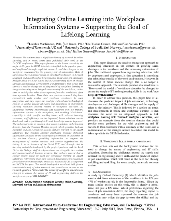 (PDF) Integrating Online Learning into Workplace Information Systems ...