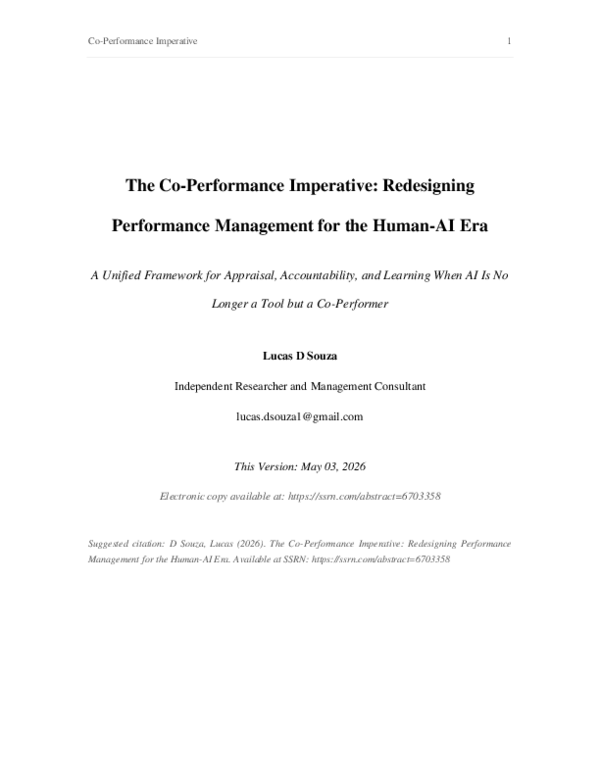 (PDF) The Co-Performance Imperative: Redesigning Performance Management ...