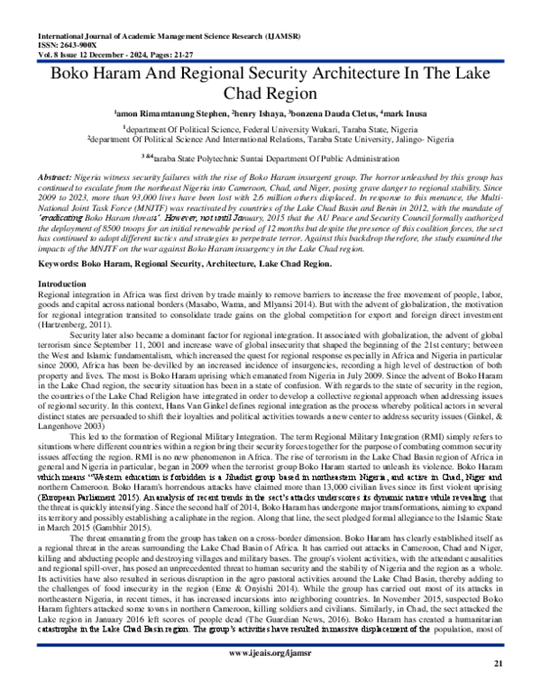 (PDF) Boko Haram And Regional Security Architecture In The Lake Chad Region