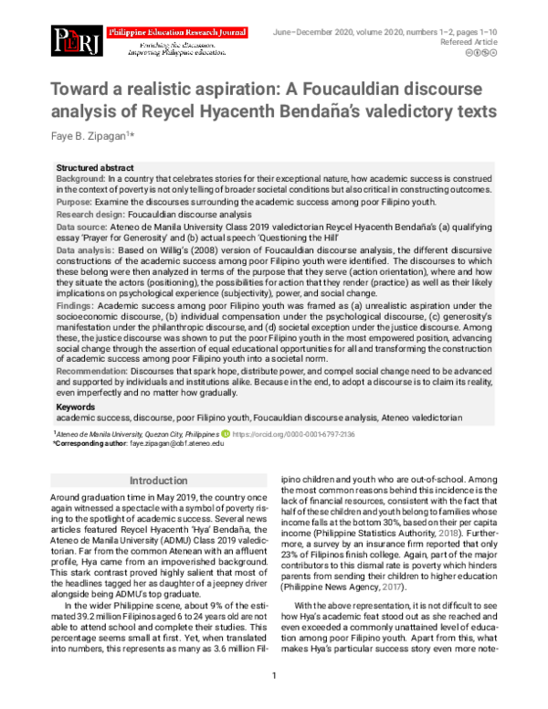 (PDF) Toward a realistic aspiration: A Foucauldian discourse analysis ...
