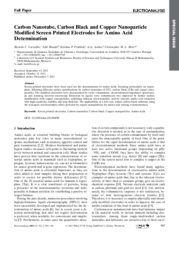 (PDF) Carbon Nanotube, Carbon Black and Copper Nanoparticle Modified ...