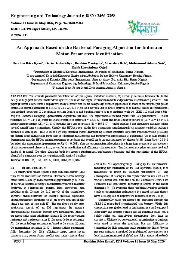 (PDF) An Approach Based on the Bacterial Foraging Algorithm for ...