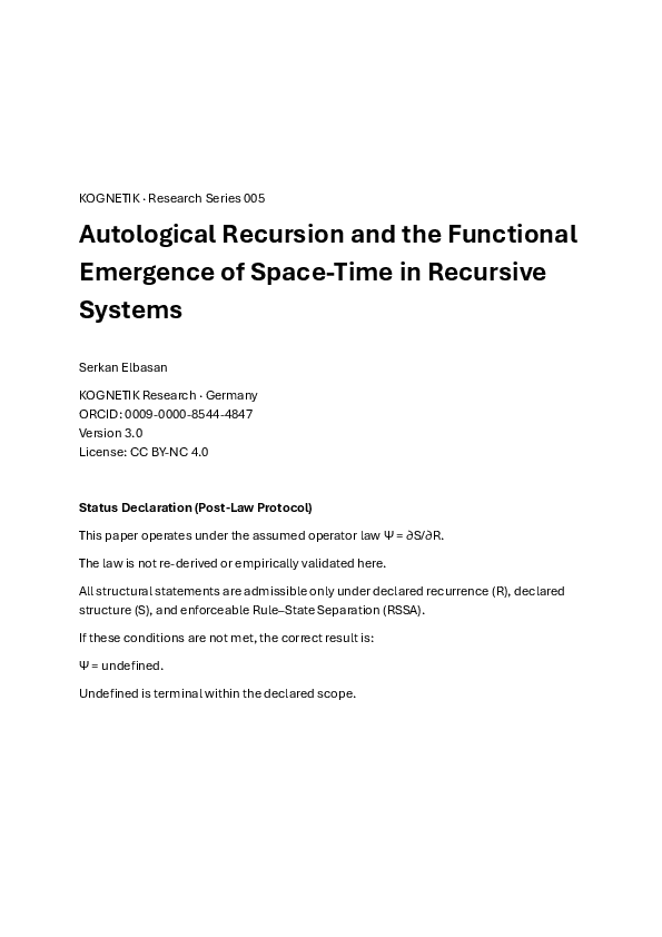 (PDF) Autological Recursion and the Functional Emergence of Space-Time ...