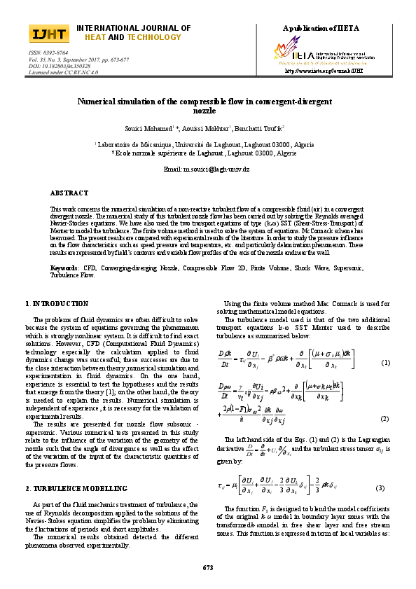 (PDF) Numerical simulation of the compressible flow in convergent ...