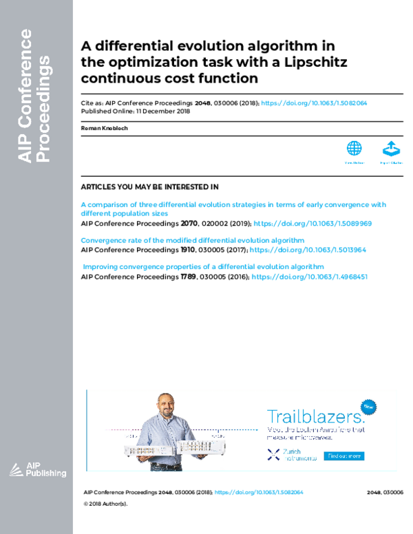 (PDF) A differential evolution algorithm in the optimization task with ...