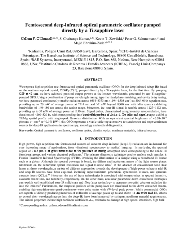 (PDF) Femtosecond deep-infrared optical parametric oscillator pumped ...