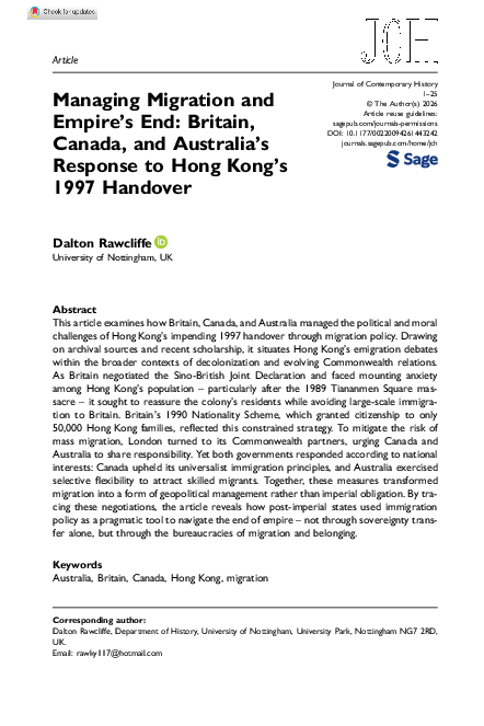 (PDF) Managing Migration and Empire's End: Britain, Canada, and ...