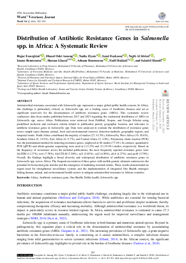 (PDF) Distribution of Antibiotic Resistance Genes in Salmonella spp. in ...