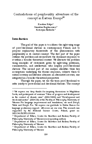 (PDF) Contradictions of peripherality: adventures of the concept in ...