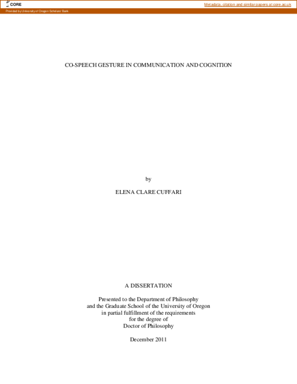 (PDF) Co-Speech Gesture in Communication and Cognition
