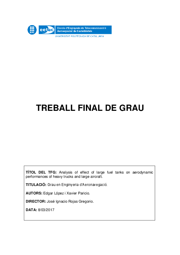 PDF) Analysis of the effect of large fuel tanks on aerodynamic
