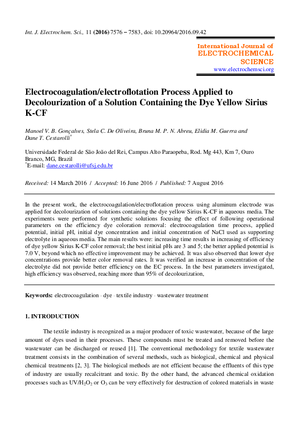 (PDF) Electrocoagulation/electroflotation Process Applied to ...