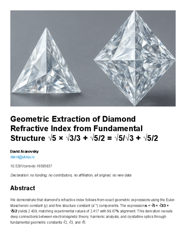 (PDF) Geometric Extraction of Diamond Refractive Index from Fundamental ...