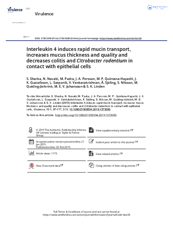 (PDF) Interleukin 4 induces rapid mucin transport, increases mucus ...