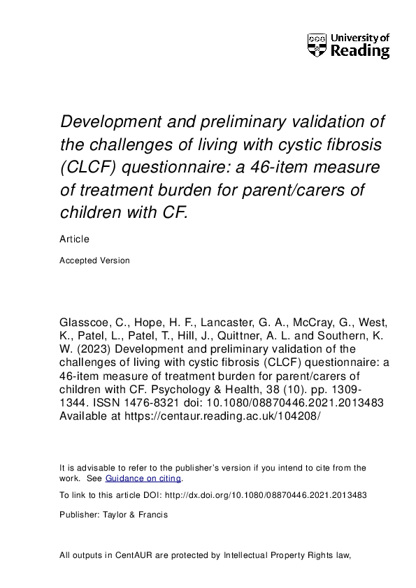 (PDF) Development and preliminary validation of the challenges of ...
