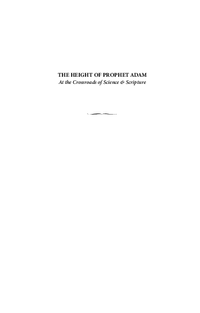 (PDF) The Height of Prophet Adam At the Crossroads of Science & Scripture