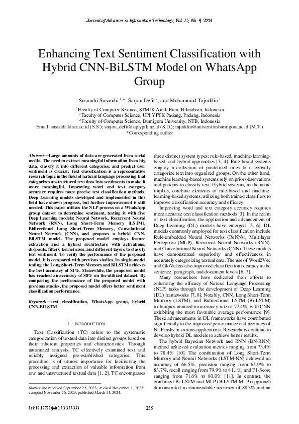(PDF) Enhancing Text Sentiment Classification with Hybrid CNN-BiLSTM ...