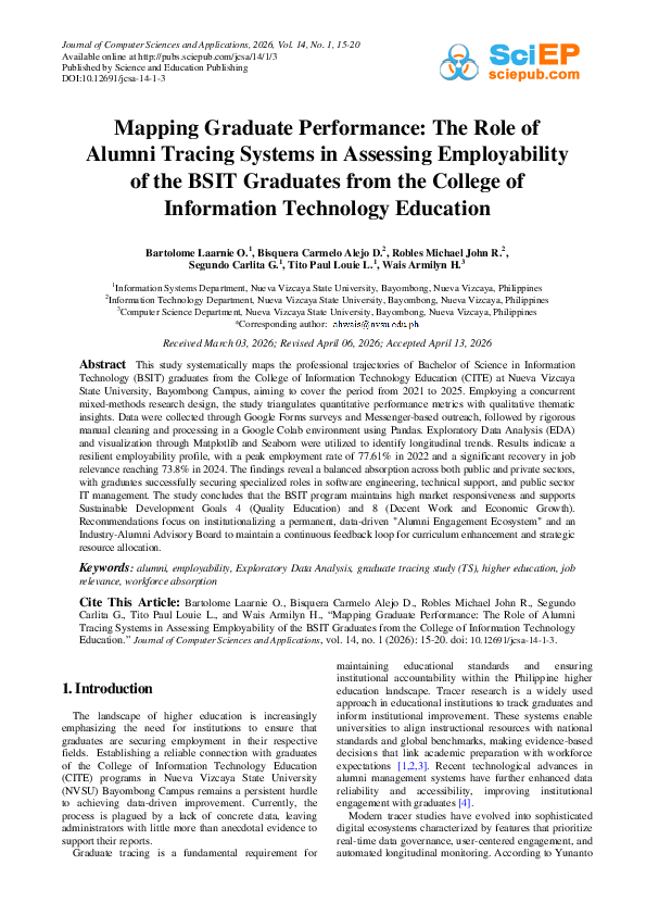 (PDF) Mapping Graduate Performance: The Role of Alumni Tracing Systems ...