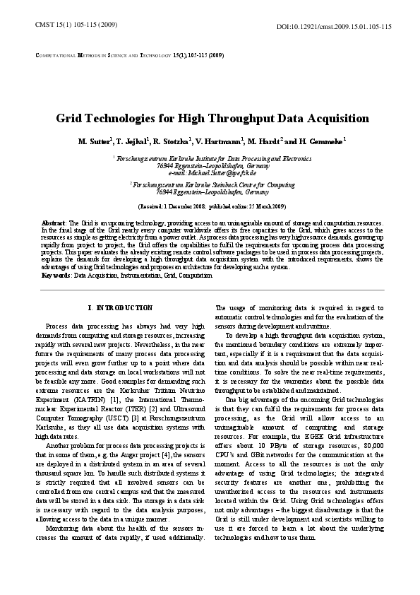 (PDF) Grid Technologies for High Throughput Data Acquisition