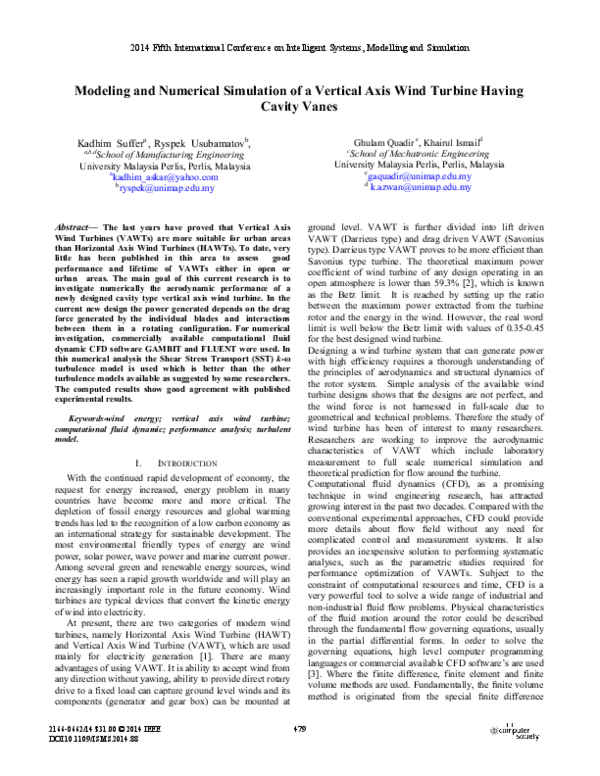 (PDF) Modeling and Numerical Simulation of a Vertical Axis Wind Turbine ...