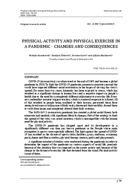(PDF) Physical activity and physical exercise in a pandemic: Changes ...