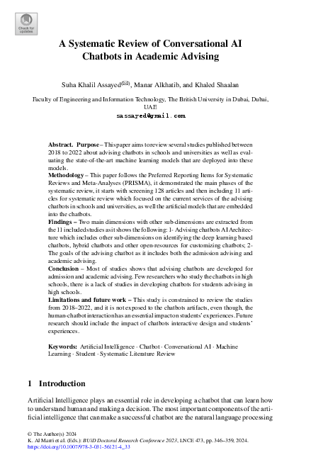 (PDF) A Systematic Review of Conversational AI Chatbots in Academic ...