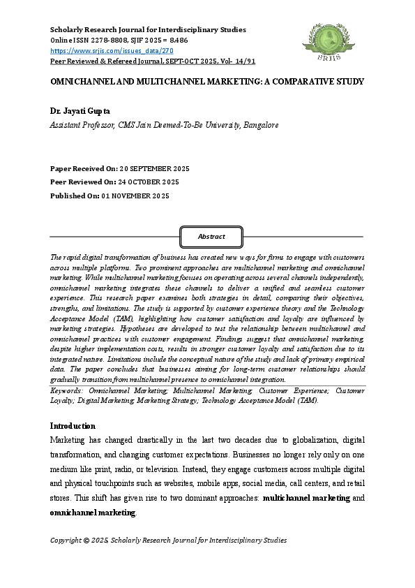 (PDF) OMNICHANNEL AND MULTICHANNEL MARKETING: A COMPARATIVE STUDY