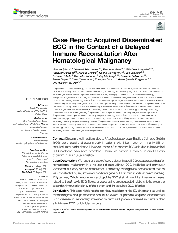 (PDF) Case Report: Acquired Disseminated BCG in the Context of a ...