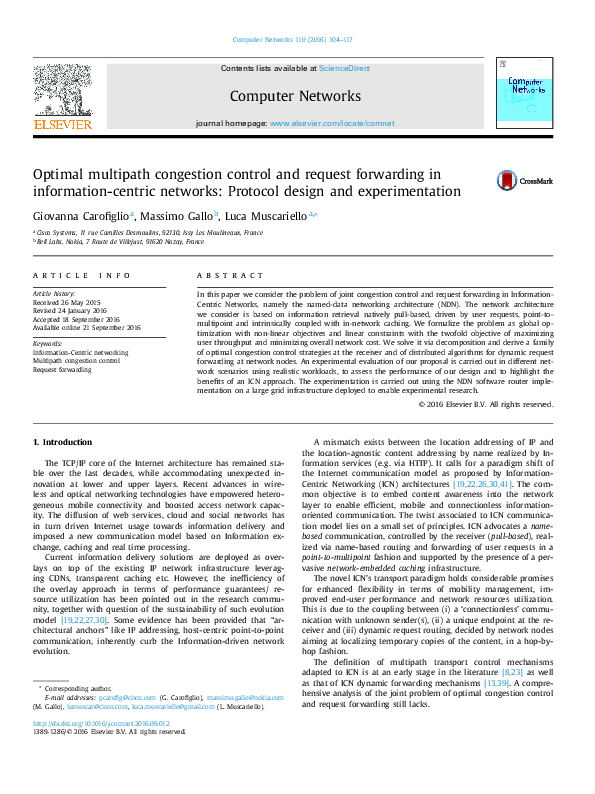(PDF) Optimal multipath congestion control and request forwarding in ...