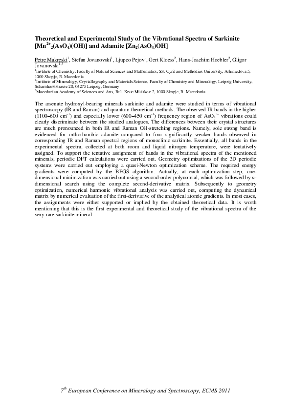(PDF) Theoretical and experimental study of the vibrational spectra of ...