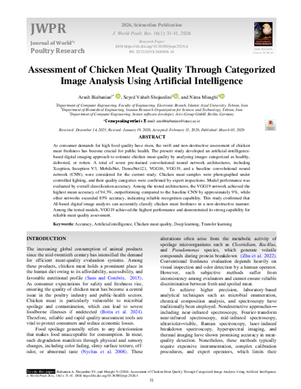 (PDF) Assessment of Chicken Meat Quality Through Categorized Image ...