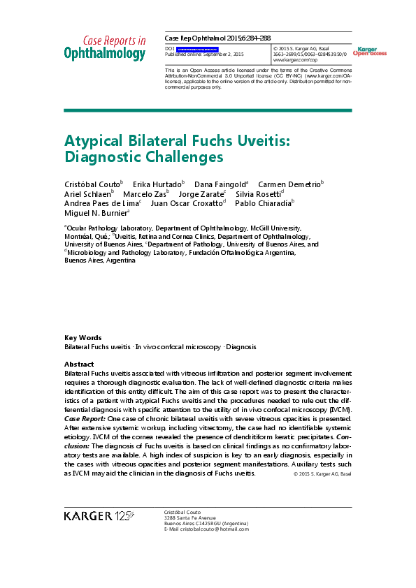 (PDF) Atypical Bilateral Fuchs Uveitis: Diagnostic Challenges