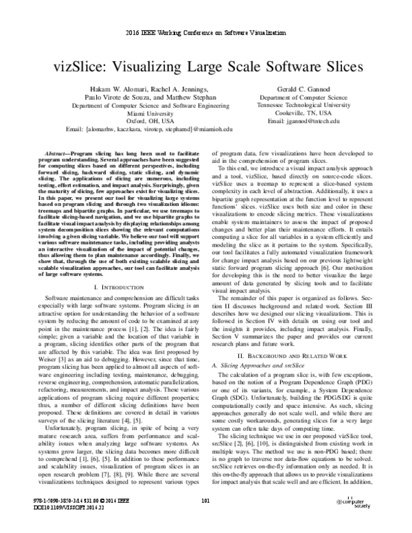 (PDF) vizSlice: Visualizing Large Scale Software Slices