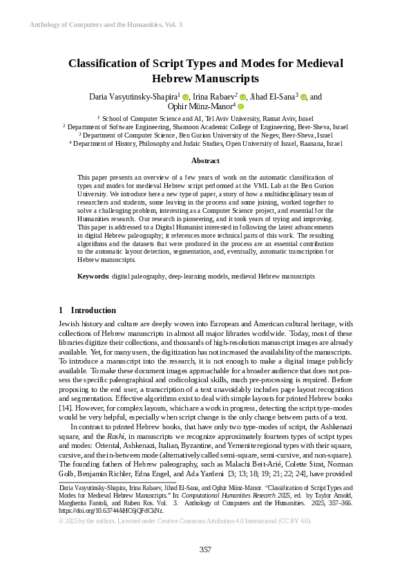 (PDF) Classification of Script Types and Modes for Medieval Hebrew ...