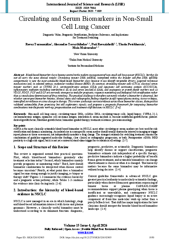 (PDF) Circulating and Serum Biomarkers in Non-Small Cell Lung Cancer ...