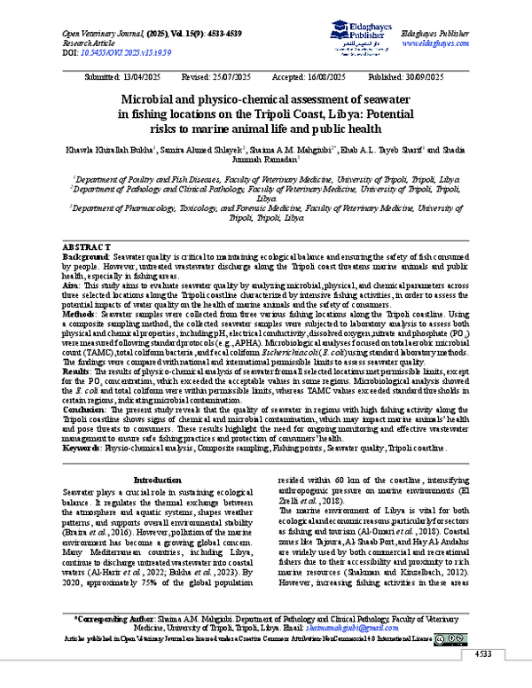 (PDF) Microbial and physico-chemical assessment of seawater in fishing ...