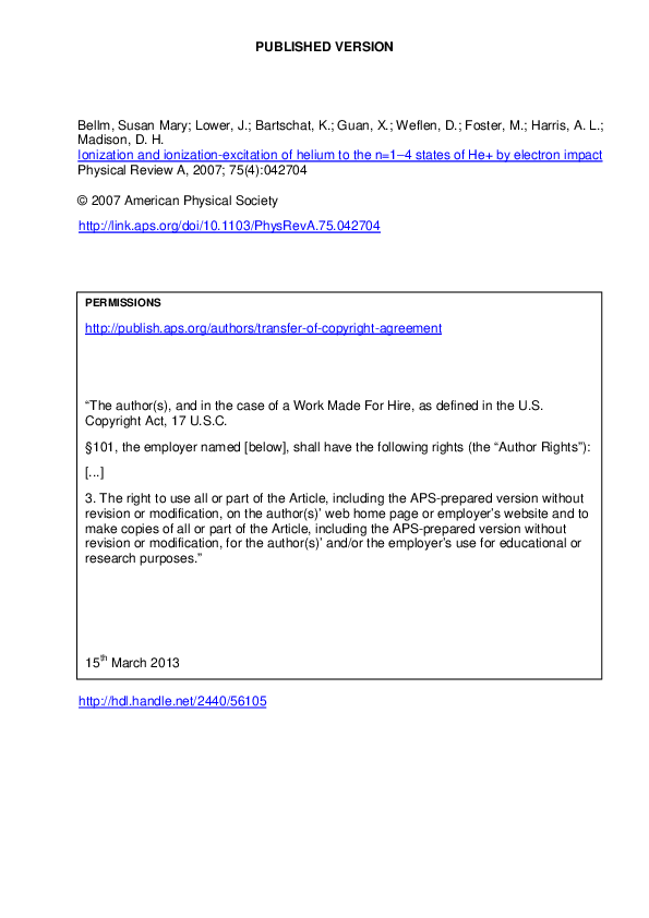 (PDF) Ionization and ionization–excitation of helium to the n = 1 – 4