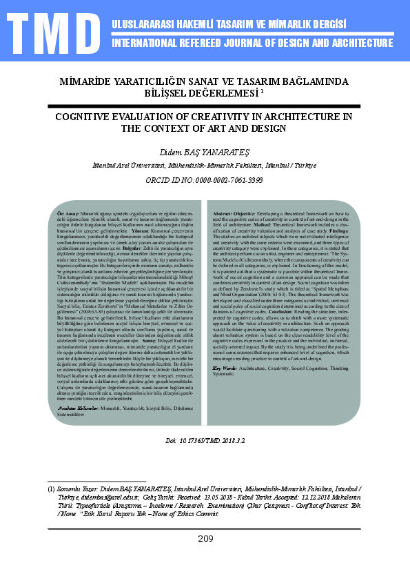 (PDF) Cognitive Evaluation of Creativity in Architecture in the Context ...